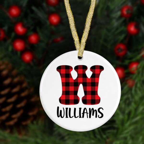 Buffalo Plaid Family Name Ornament