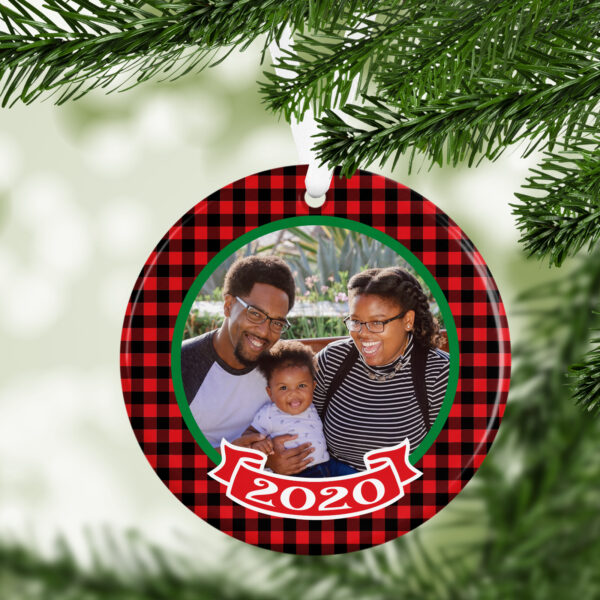 Buffalo Plaid Holiday Ornament 2 sided
