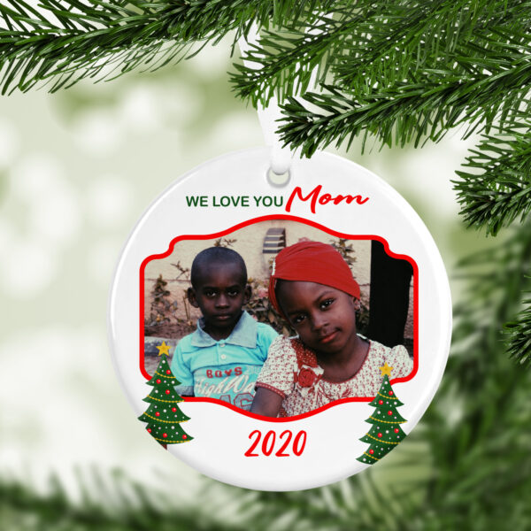Personalized Holiday Photo Ornament (Mom) – 2 Sided