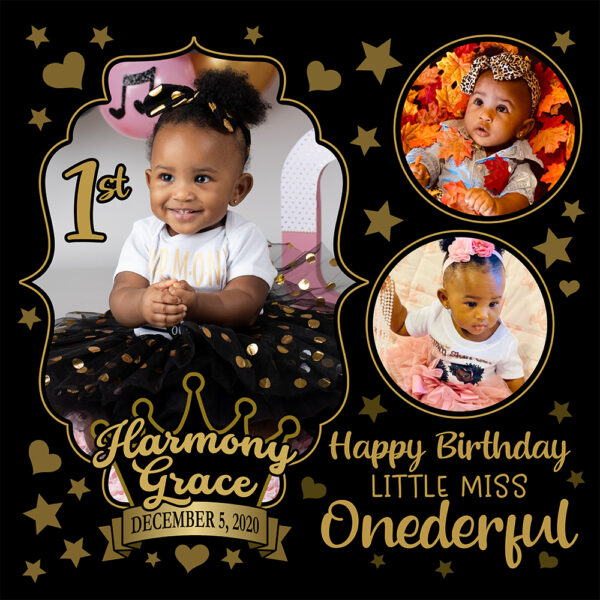 Birthday Banner Black Gold 52″x52″ C